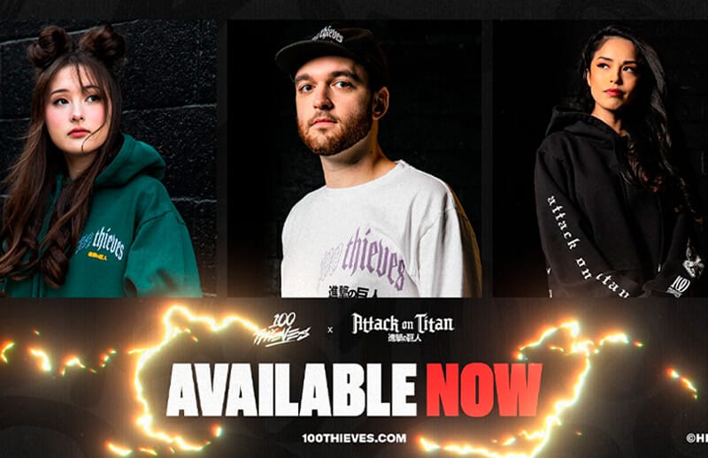 100 Thieves x Attack on Titan merch Collection