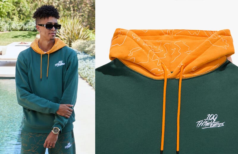 100T Foundations Spring Summer 2022 Alpine and Orange Hoodie © 100 Thieves shop