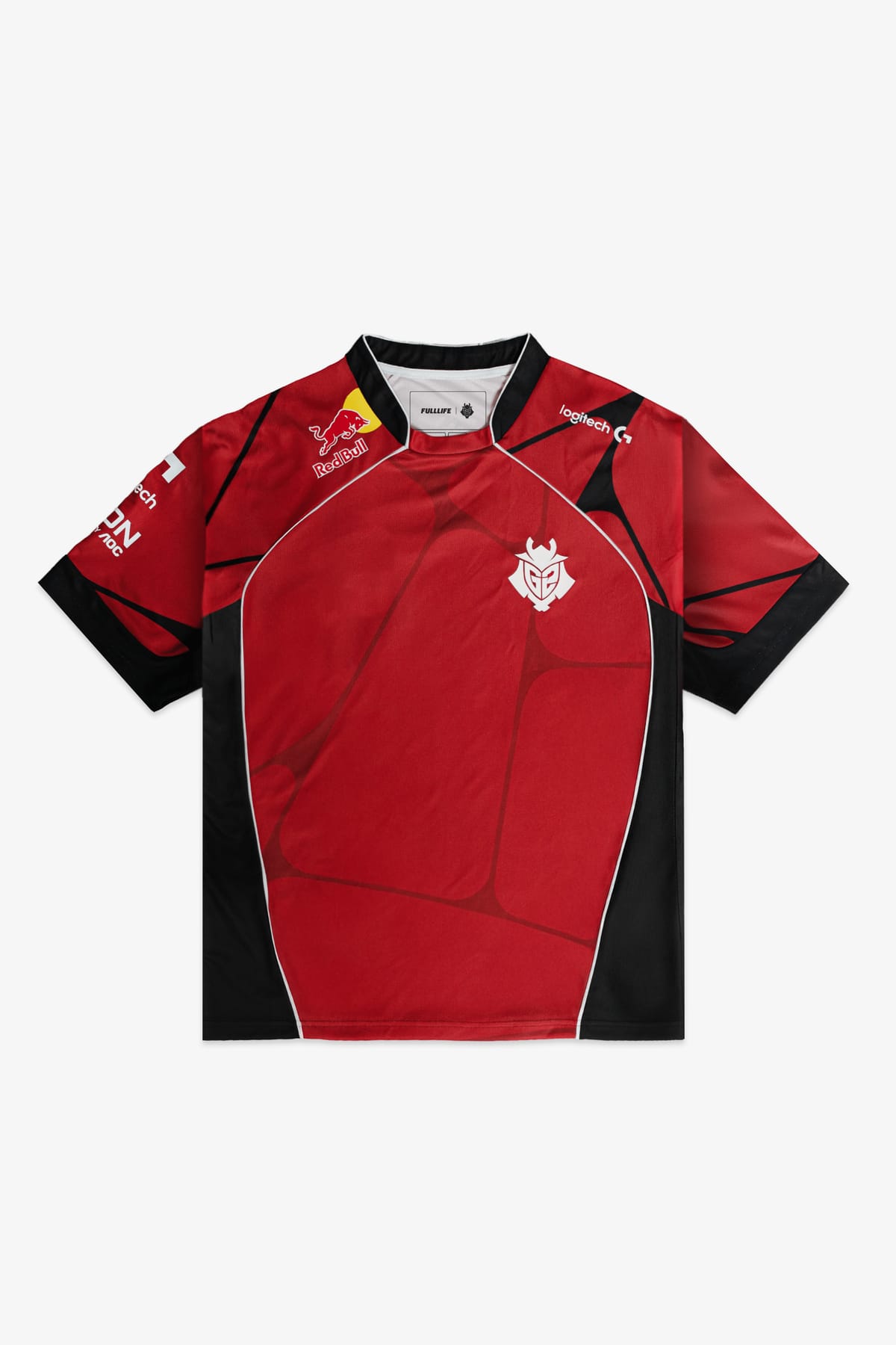 G2 Minnesota 2026 CDL jersey front view in red with black side panels and white G2 crest