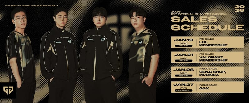 Gen.G 2026 Official Player Uniform announcement