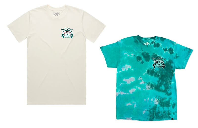 OpTic 2022 Summer Sink or Swim Natural and Tye Dyed T-shirts © OpTic Gaming shop
